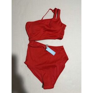 Yonique‎ Women's Small Red Bikini 1 One piece Swim Bathing Suit NWT #422